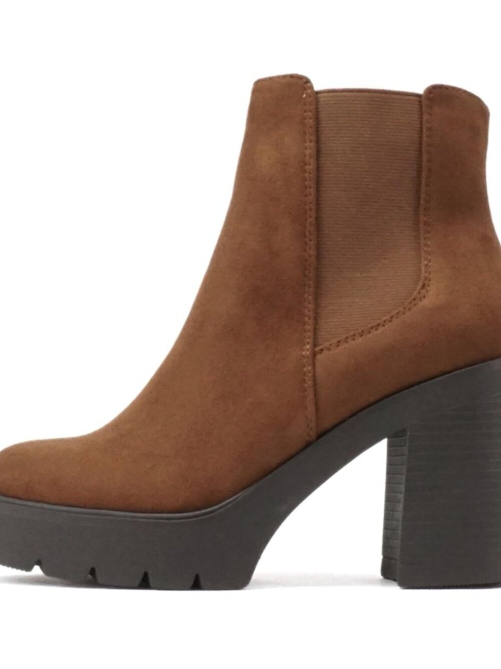 EDITOR ~ Women Lug Sole High Heel Chelsea Fashion Ankle Boot w/Double Elastic